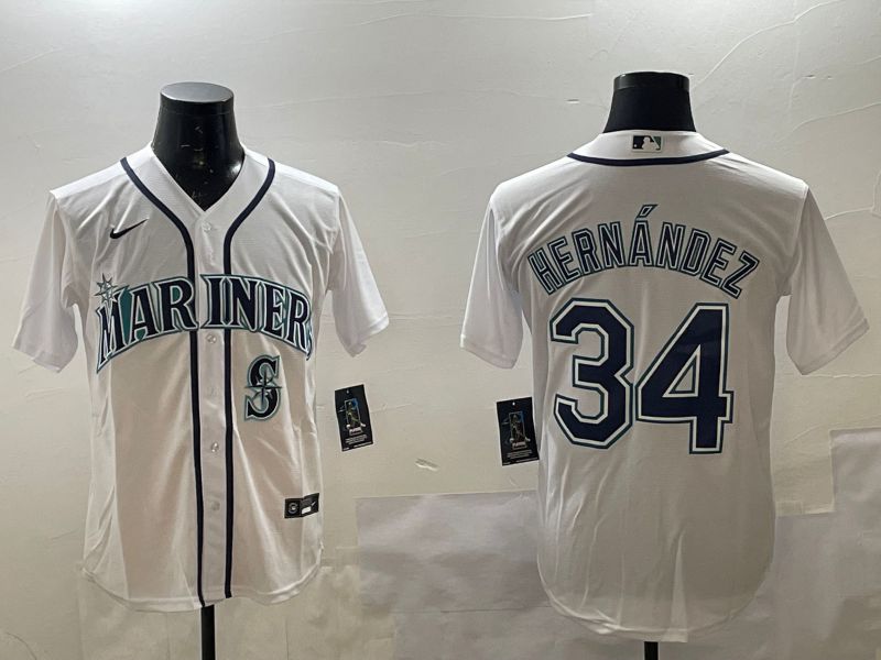 Men Seattle Mariners #34 Hernandez White Game 2025 Nike MLB Jersey style 2->ncaa teams->NCAA Jersey
